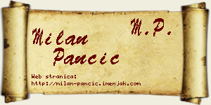 Milan Pančić vizit kartica
